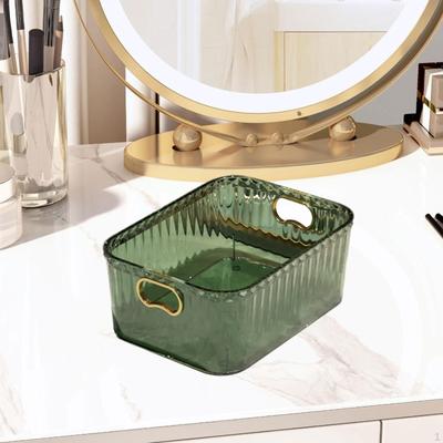 Acrylic Makeup Storage Bin Jewelry Organizer Built In Handles 23.3x15.7x8.8cm Basket