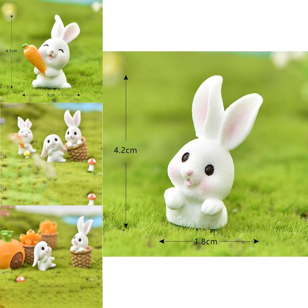 Realistic Rabbit Eat Carrot Diy Resin Figurine Enhancing Miniature Flowerpot Displays