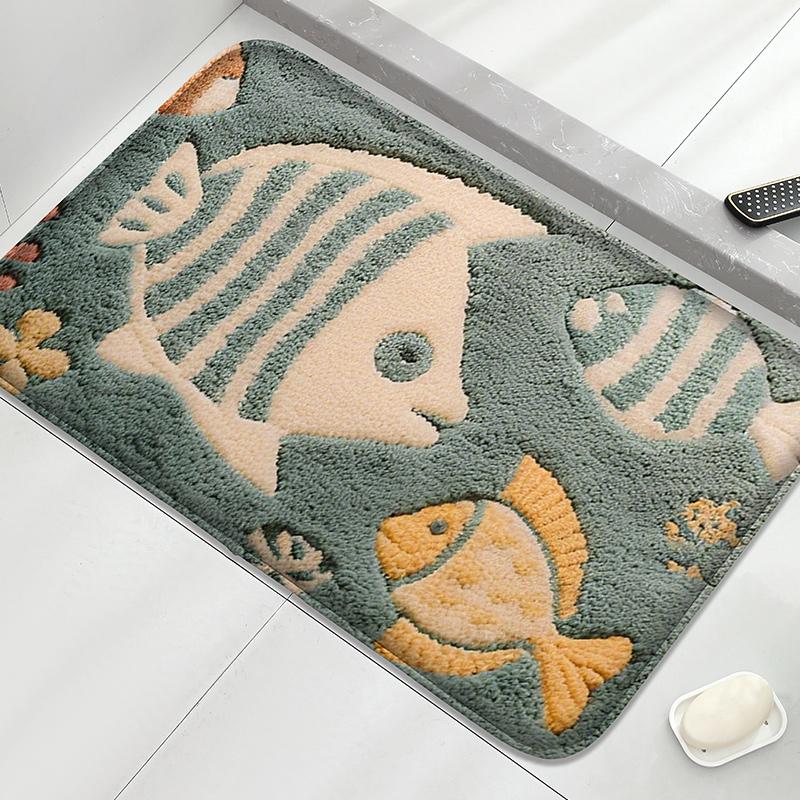 

Flannel Bathroom Non Slip Floor Mat, Household Water Absorbing Foot Mat, Decorative Mat, Bedroom Small Carpet, Machine Washable 40X60CM