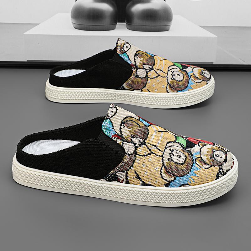 

Модные универсальные нескользящие полутапочки повседневная обувь для мужчин мюли мокасины плоские кроссовки прогулочная обувь Zapatos Hombre 43 чёрный