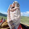Cotton Linen Large Shawl Bohemia Embroidery Flower Scarf Ethnic Style Scarf  Travel Vacation