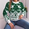Knitwear Vintage Cardigan Print Sweater Autumn Winter Long Sleeve Loose O-Neck Top Christmas