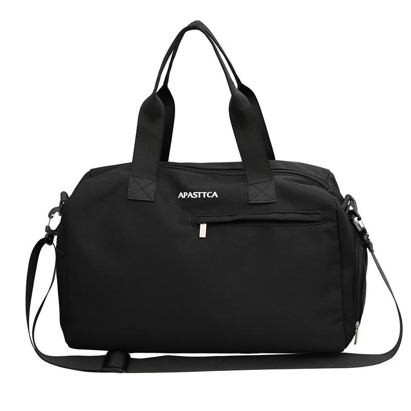 

Couple multi-pocket with shoes compartment fashion casual portable travel bag daily storage clothes luggage bag чорний