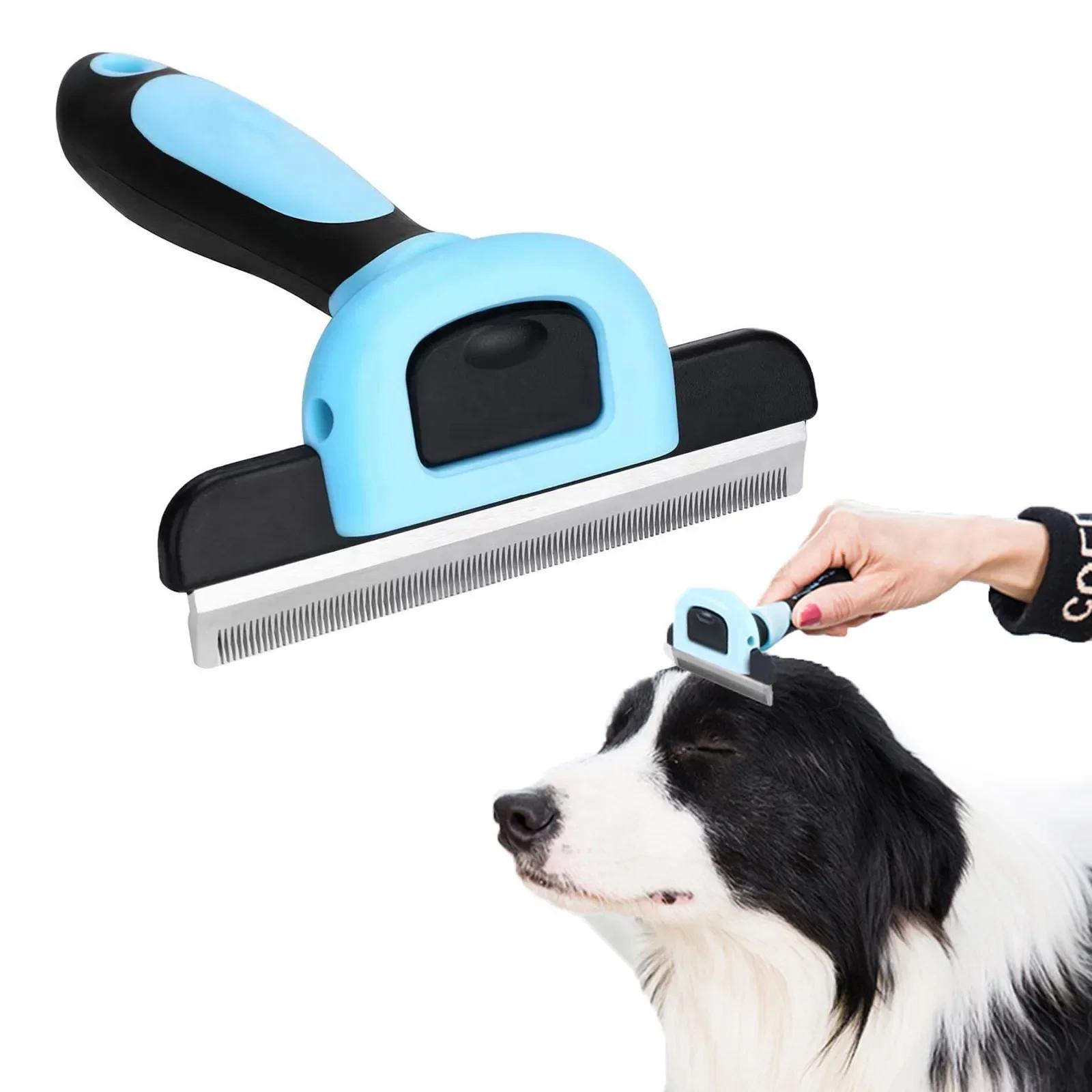 

Щетка для ухода за домашними животными, расческа для чистки шерсти домашних животных, съемная расческа для завязывания узелков, многофункциональная расческа для ухода за домашними животными, простая в использовании для кошек и собак синий