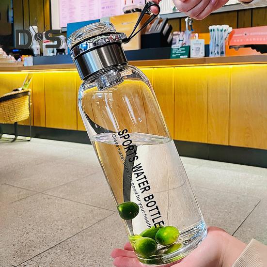 Glass Water Bottle Transparent Leakproof Drinkware Tea Juice Cup Outdoor Water Bottle Portable with Sealing Ring And Heat-Insulated Cover