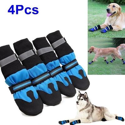 4ks voděodolné zimní boty pro psy protiskluzové boty pro domácí mazlíčky do sněhu Chránič tlapek Teplý reflexní pro středně velké psy Labrador Husky