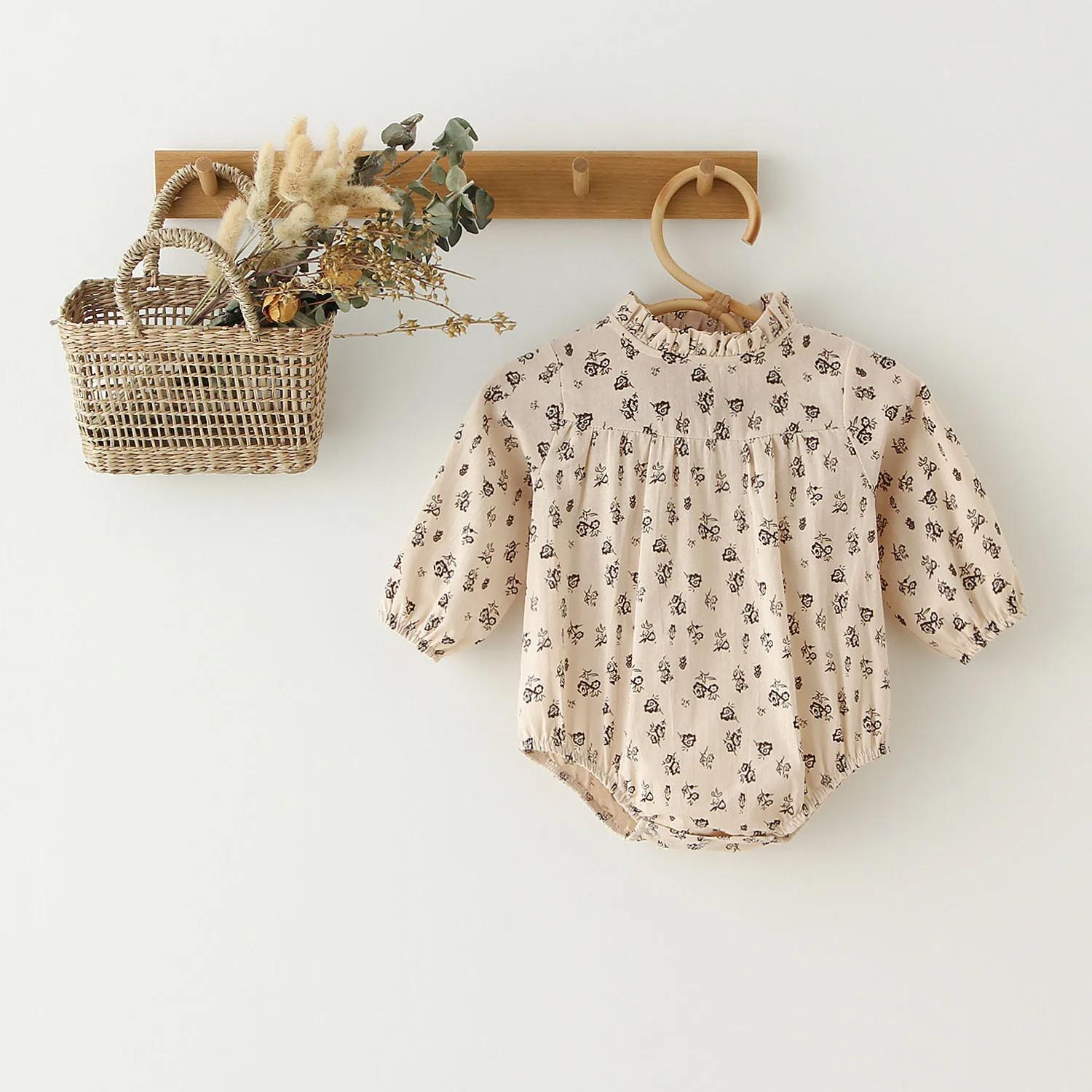 

Spring Summer Baby Girl Clothing Set Vintage Floral Bodysuit + Romper Newborn Infant Clothes 18-24M 90