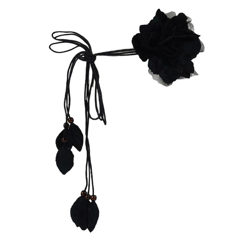 

Самозавязывающийся пояс для женщин, пояс для платья в стиле бохо с плетеным поясом и цветочным узором, тонкий пояс с цветочным узлом, винтажный