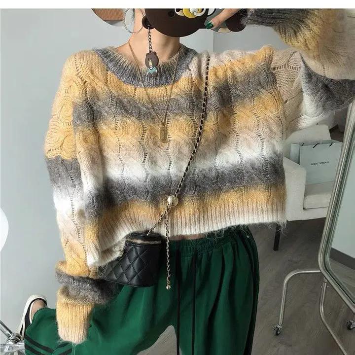 

Осінньо-зимовий градієнтний ретро японський повсякденний повсякденний светр жіночий корейський нішевий зовнішній одяг XXL помаранчевий