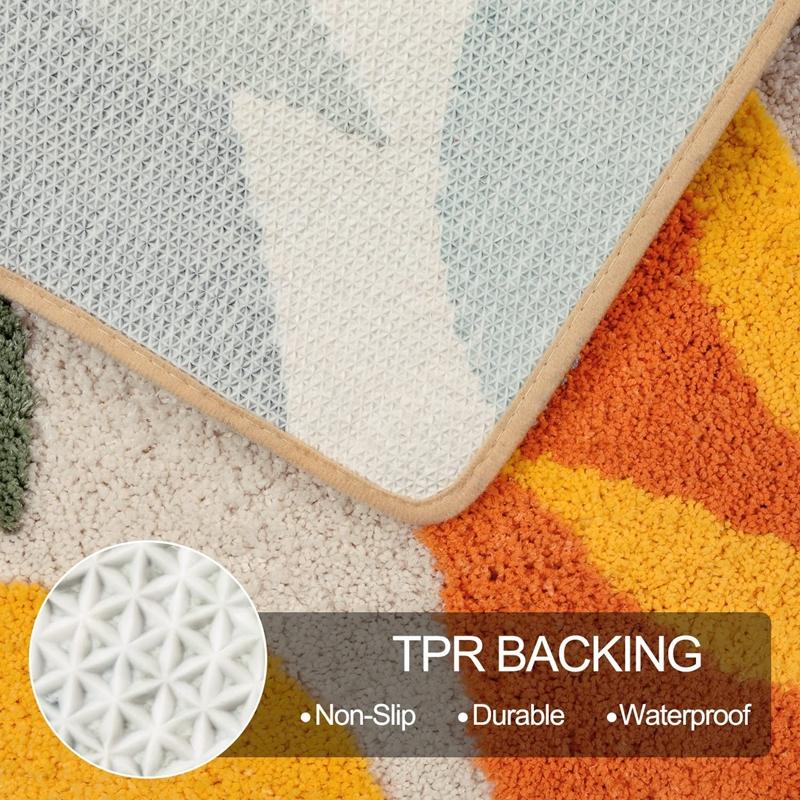 Bathroom Rugs Colorful Abstract Leaves Cute Bath Mat Boho Bath Rug Microfiber Floor Mats for Tub Bathroom Indoor Doormat