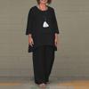 Fake Two-piece Cotton Linen White Set Women's Casual Irregular Top + Wide-leg Pants 2-piece Suit Loose Oversized Women Outfit