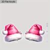 2D Flat Acrylic Cute Pink Christmas Hat Dangle Earrings, A Festive Gift for Women, Perfect As Holiday Party Jewelry.