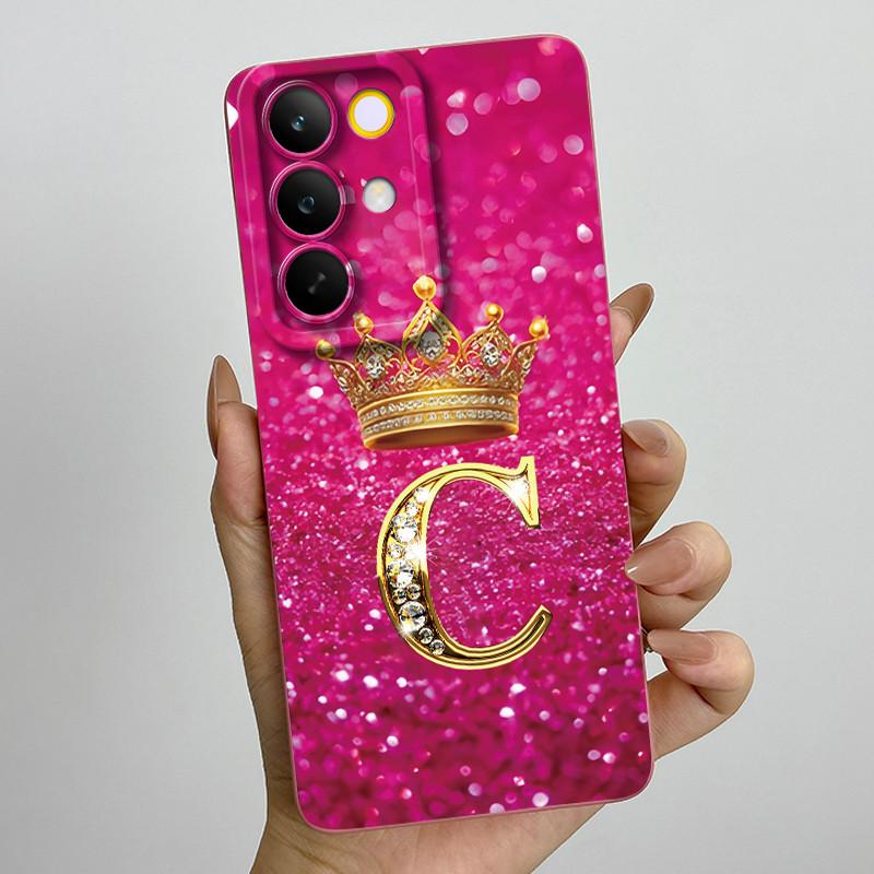 For Realme C85 Pro 2025 Crown Initial Letter Couple Phone Case RealmeC85 Pro 4G RMX5555 Soft Silicone TPU Lens Protective Casing