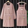Korean Style Long Sleeve Cotton Women's Apron – 2024 New Waterproof, Breathable Kitchen Workwear