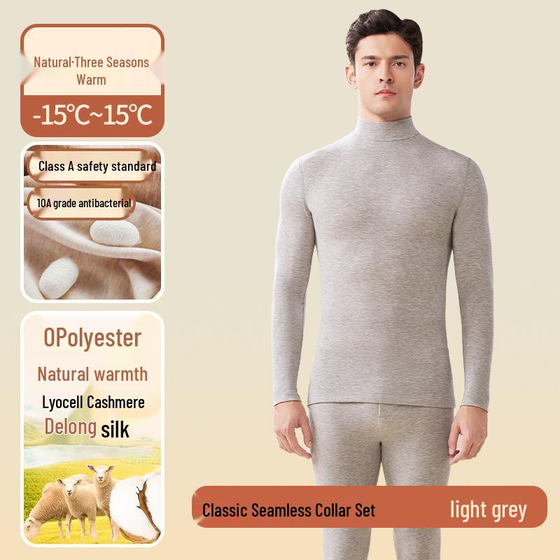 

Men s Fleece-Lined Thermal Cashmere Silk Base Layer Set 2XL (70-80 kg)