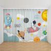 2pcs Cartoon Space Astronaut Curtain,Boys Kids Rocket Planet Thin Shading Curtain for Bedroom Living Room 2023 New Custom