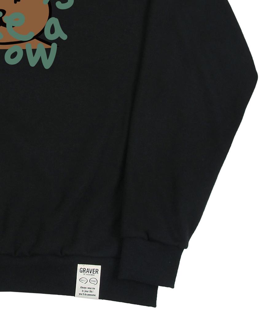 GRAVER [Unisex] Big Drawing Letter Bear Sweatshirt_Black/Green Logo