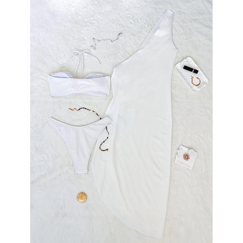 3 Pieces Bikini Set Sexy Women Swimsuits Female Swimwear Bikini One Shoulder Bathing Suit Swimming Suits Beachwear Biquini