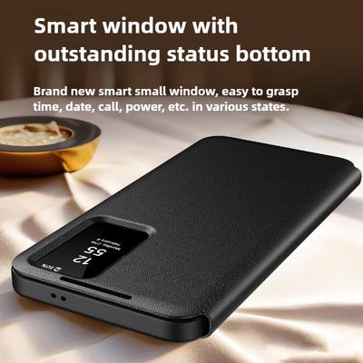 Smart View Fenster Freisprech-Lederhülle für Samsung Galaxy S25 Ultra S25 Edge S24 S23 FE S22 Plus A55 A56 Kartenetui Hülle
