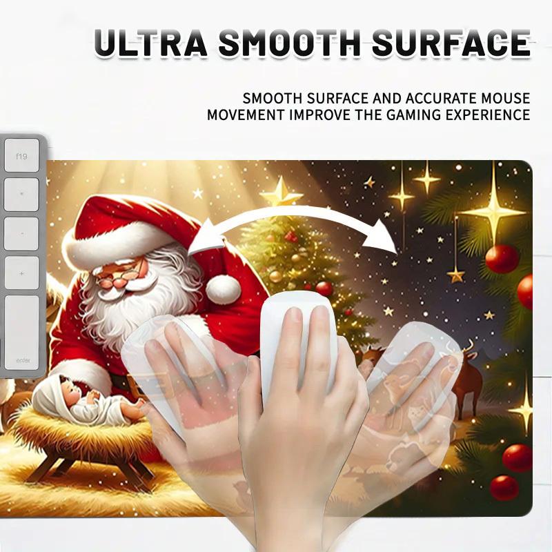 1PC Christmas, Santa Claus Oversized Mouse Pad - Non-Slip Rubber Base Perfect for Office School Esports Home Decor Desk Mat 280A