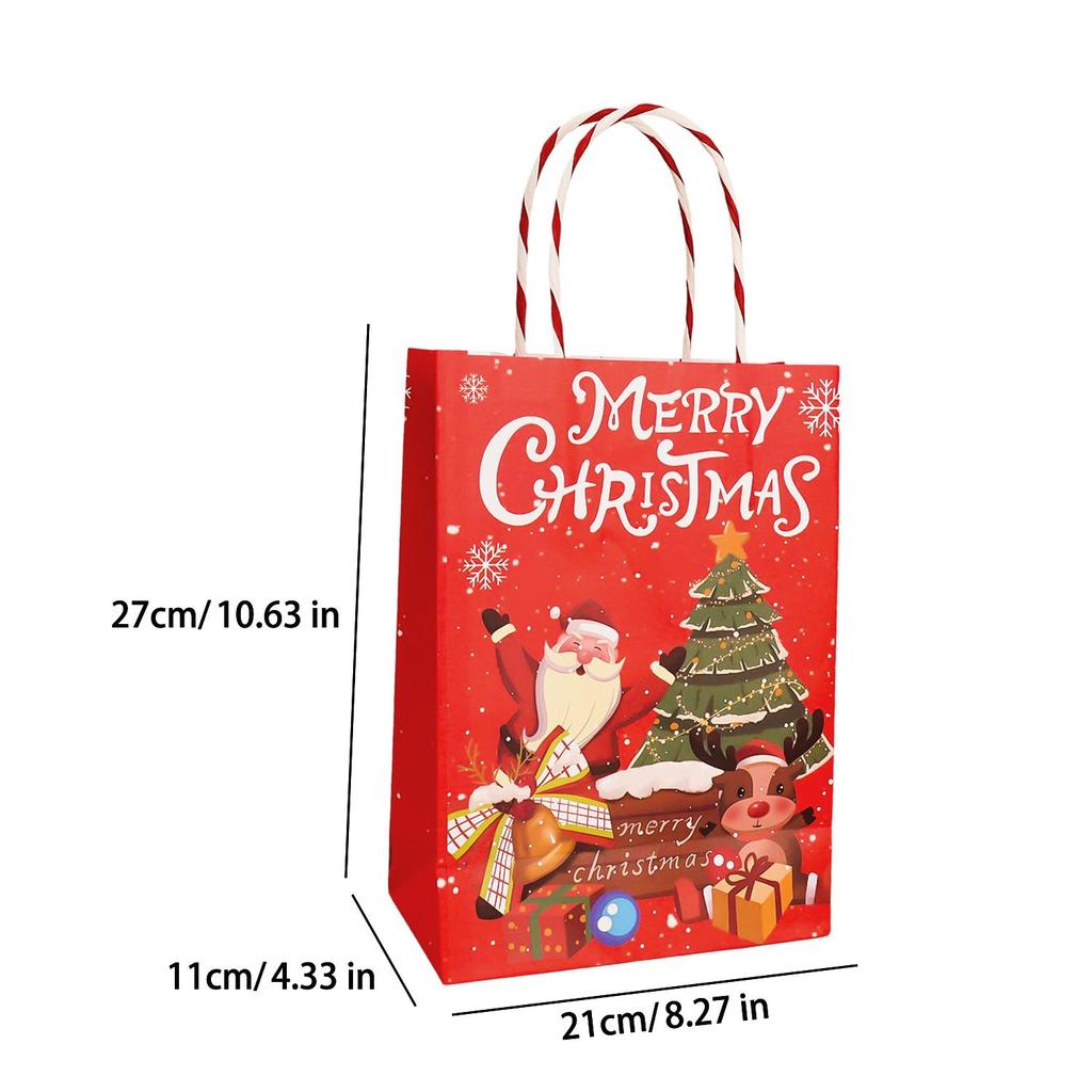 Christmas Kraft Paper Bags Eco Friendly Cookie Packaging Handbags for Kids Candy Snack Storage Xmas Party Decoration Supplies