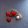 Unique Rhinestones Strawberry Brooch Pin Delicate Fashion Accessory Portable for Clothing and Bags Decoration Casual Wear