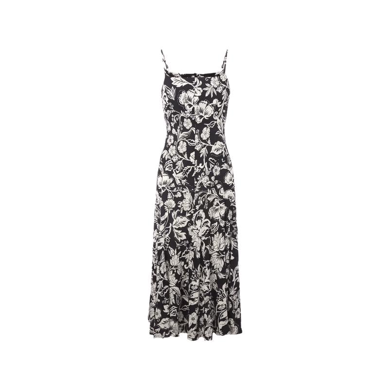 Langzi Square Neck Printed Sleeveless Dress L