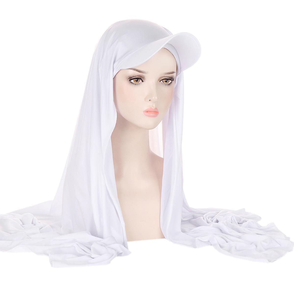 

Новая женская шляпа, шарф с полями, модель, однотонный пуловер на Ближнем Востоке, шарф, мусульманский платок, бейсболки белый