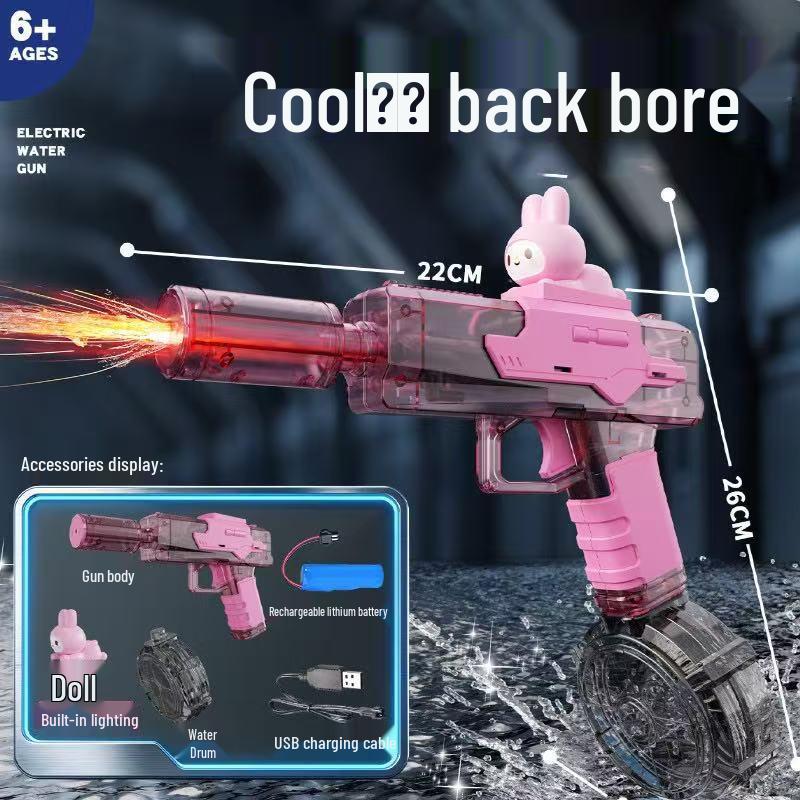 2026 Transparent M416 Electric Automatic Water Gun with Lights - Kids' Outdoor Water Play Toy