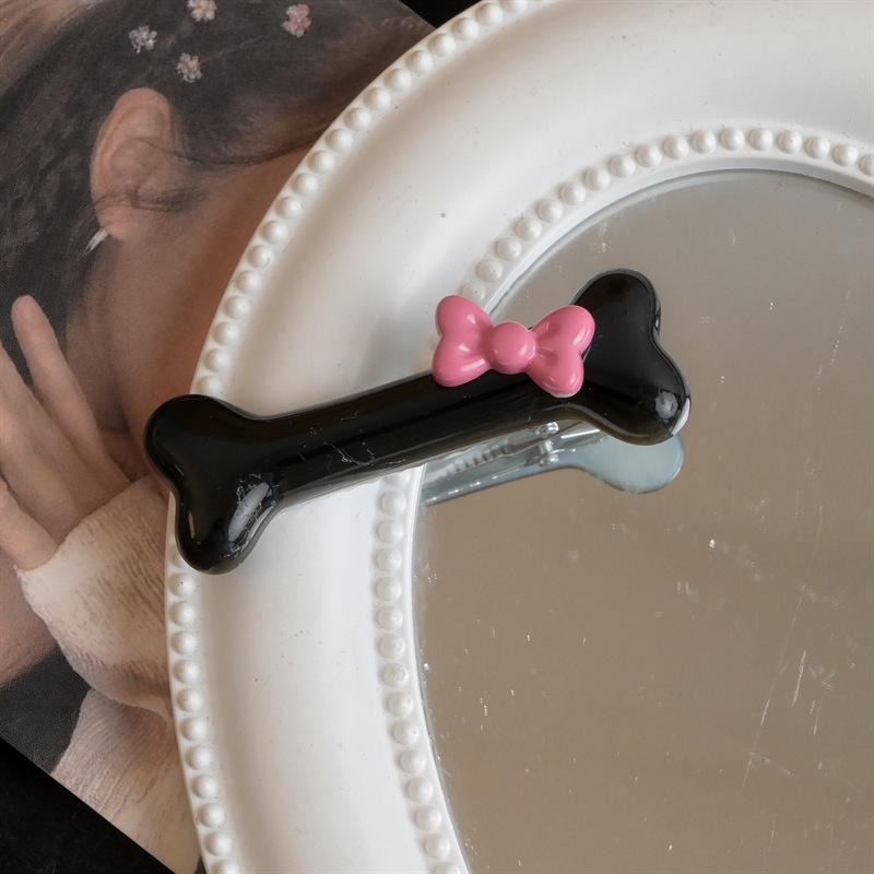 

1/2pcs Children Dog Bone Shaped Hair Clip Cute Mini Bowknot Side Clip Woman Fashion Headdress Baby Girl Sweet Side Hairgrips чорний