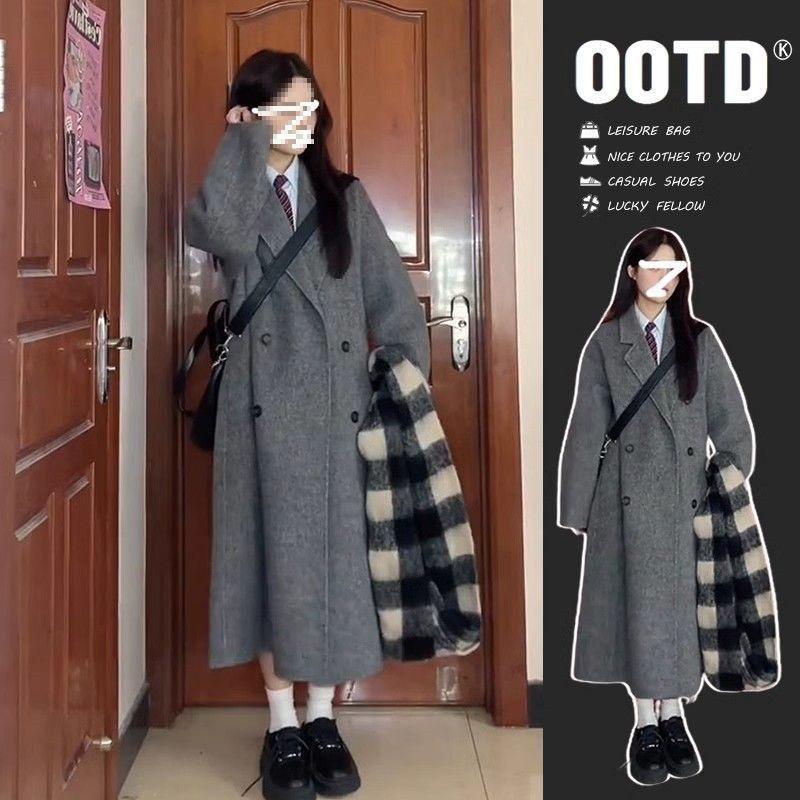 Petite-Friendly Hepburn Style Wool Coat - Mid-Length Women's Overcoat for Autumn/Winter 2025, New Korean Style