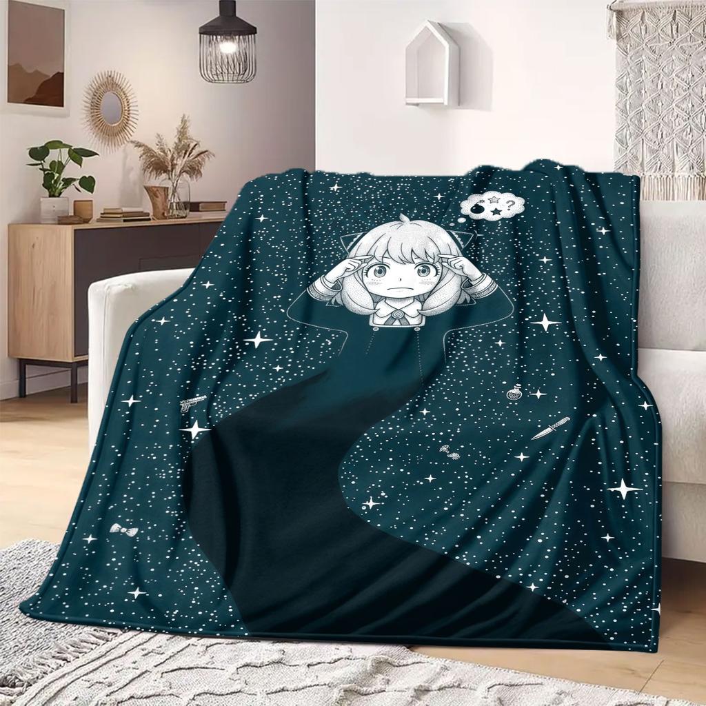 Spy x Family Anime Stil Flanelldecke, Lebendiger Druck für Bett und Stuhl, Warme Heimtextilie, Leicht für den Außenbereich_LIAN