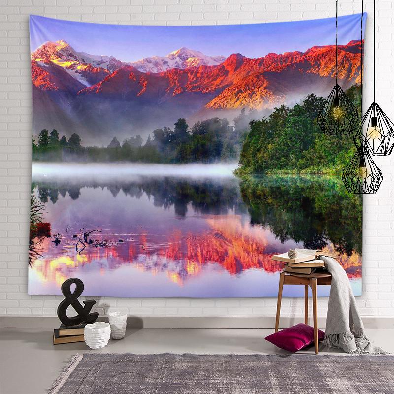 Tapestry of natural beauty Lake boat background wall art tapestry Dormitory room aesthetic decoration Bedroom home decoration