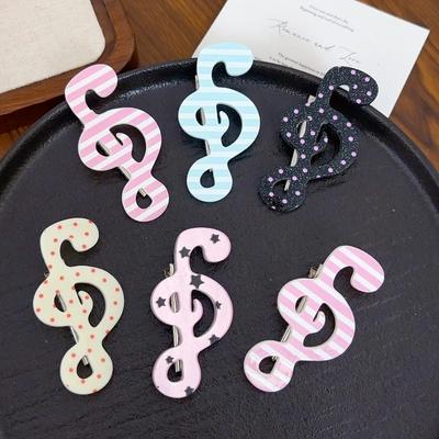 Unique Striped Star Musical Symbol Barrettes Slip Resistant Hair Accessories for Thin Long Hair Polka Dot Side Clips Women Girls