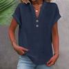 Summer Women Shirt With Stand Collar Short Sleeve Cotton Blended Fabric For Casual Wear