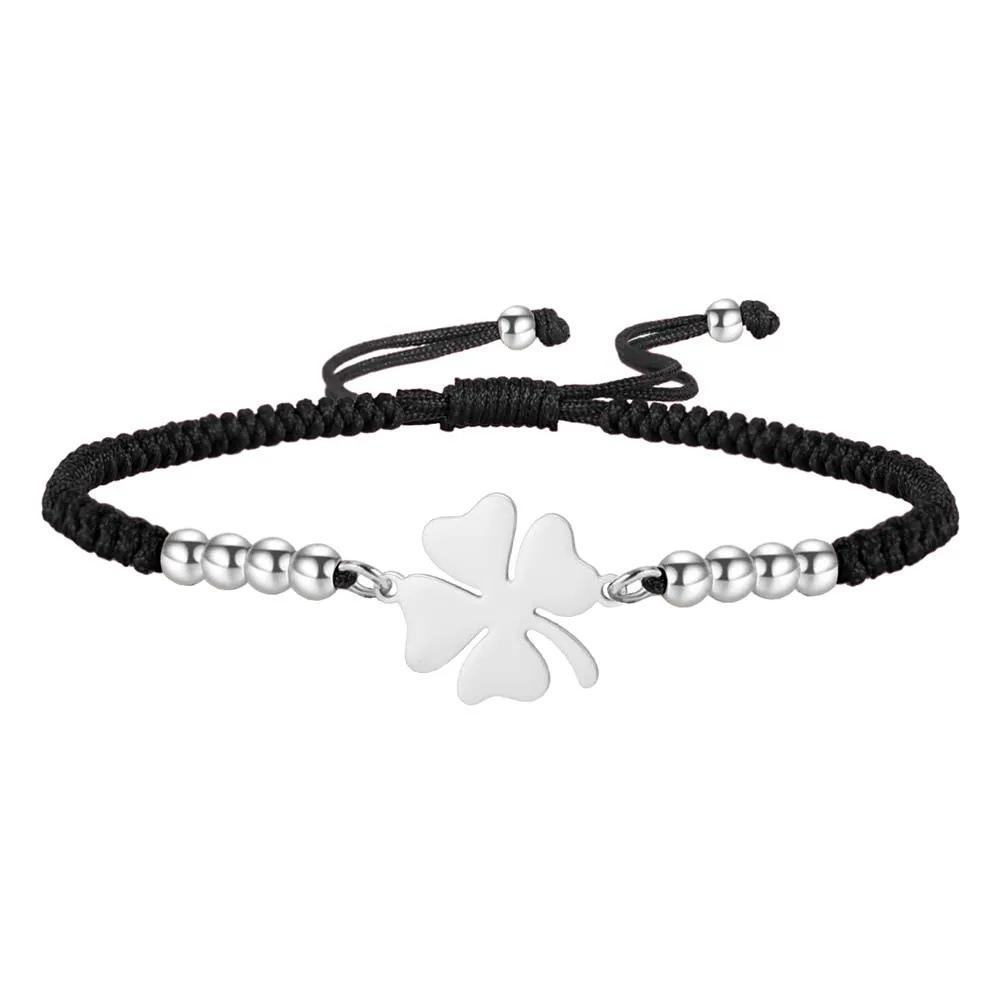 Simple And Stylish Four Leaf Clover Double Layer Couple Bracelet Irish Lucky Symbol Jewelry Gift