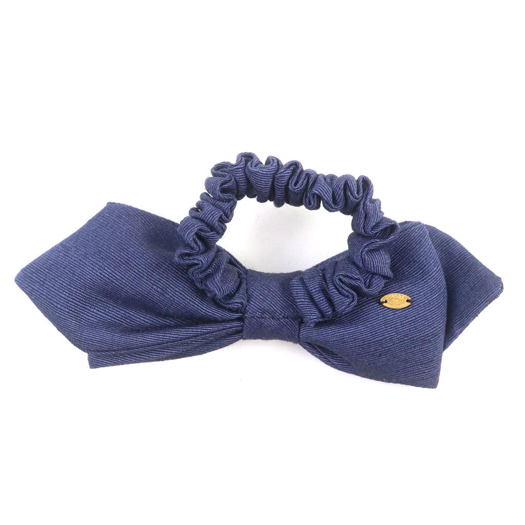 CHANEL hair accessory COCO MarkMetal Fabric Ribbon Scrunchie Navy Women Used