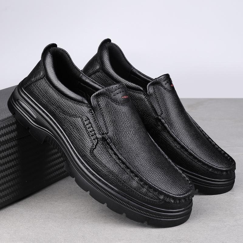 

Spring and summer new leather casual leather shoes first layer cowhide wide foot dad leather shoes non-slip stitching thick sole glove men s shoes 45