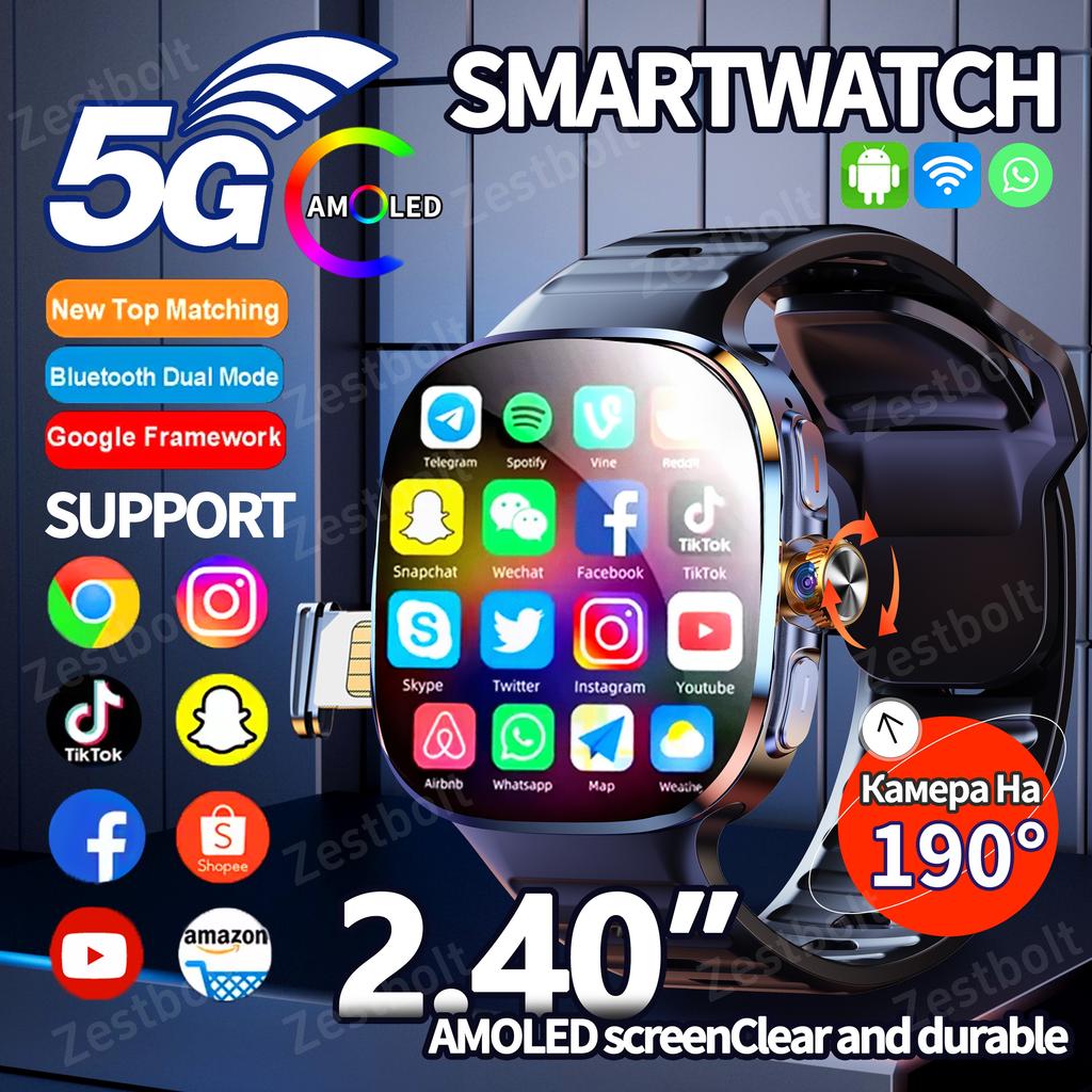 2025 New 4G 5G LTE Android 10.0 Smartwatch 2.4inch Large Amoled Screen Game Smart Watch 2100Mah Battery for Men Women Adult Student