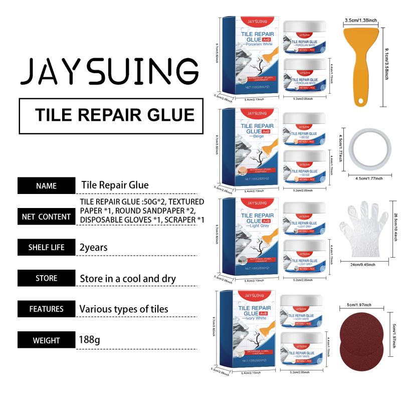 Jaysuing Tile Repair Adhesive (Porcelain White) Waterproof Sealing Adhesive For Leaky Gaps In Living Room And Bathroom Wall Tile