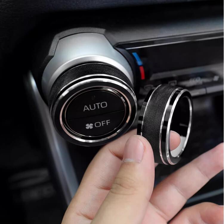 Black Console Air Condition Adjust Knob Ring Cover For Toyota RAV4 2019-2025