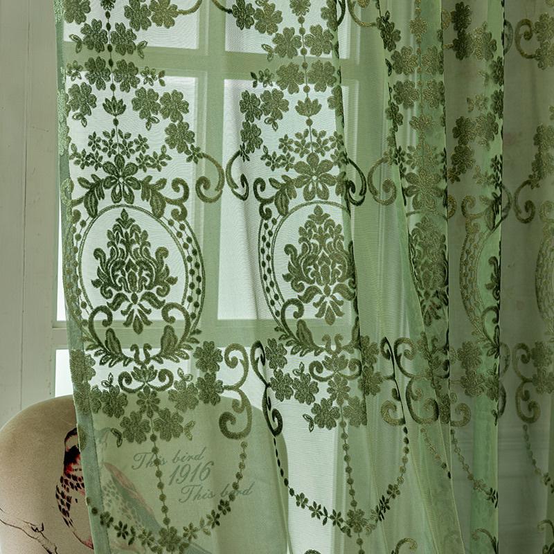 Bohemian French Plant Jacquard Poloprůsvitné závěsy, Horní kroužky, Moderní texturovaná látka, Filtrace světla, Domácí dekorace do ložnice, obývacího pokoje, na balkon