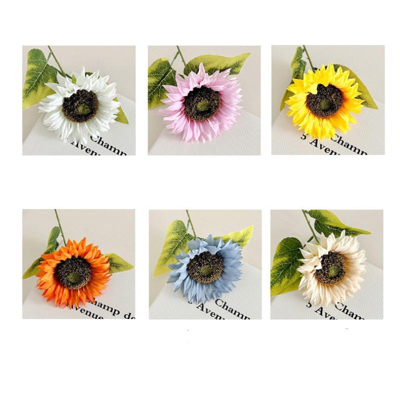 

6 шт. разноцветные искусственные цветы подсолнечника с длинным стеблем, большие шелковые подсолнухи, свадебный букет, цветочные композиции для улицы 6pcs разноцветный