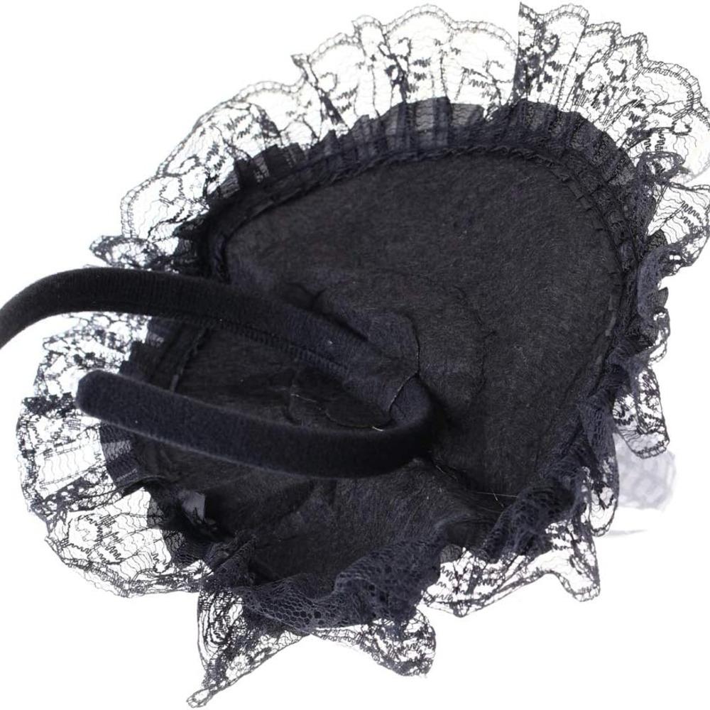 Halloween Decoration Witch HatGothic Role Play Costume Accessories with Feathers and BowLace Brim Party Party SuppliesDecoration