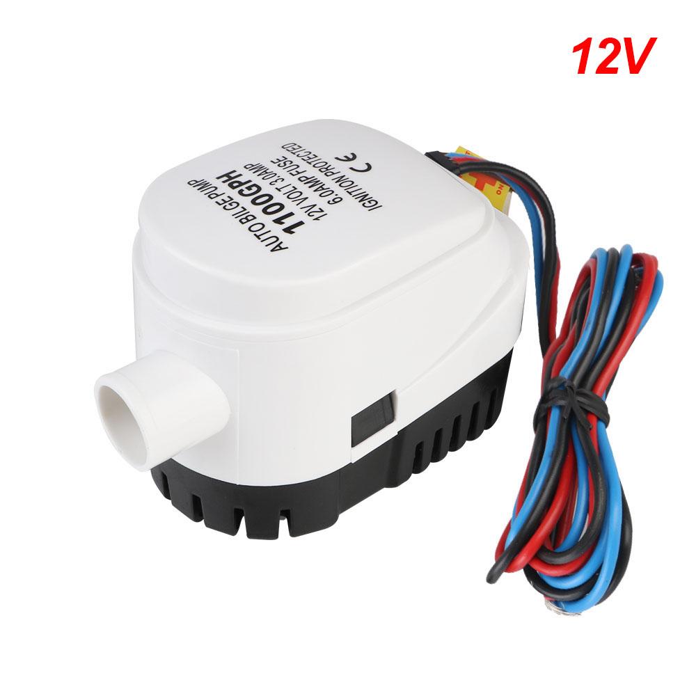 12V 24V Boat Bilge Pump Motor Seaplane Automatic Pumping Submersible Pumps 1100GPH with Fuse Water Pump Yacht Boat Accessories