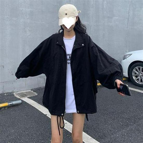 Women's 2025 Harajuku BF Style Loose Korean Windbreaker Jacket - Versatile Long Sleeve Trendy Top