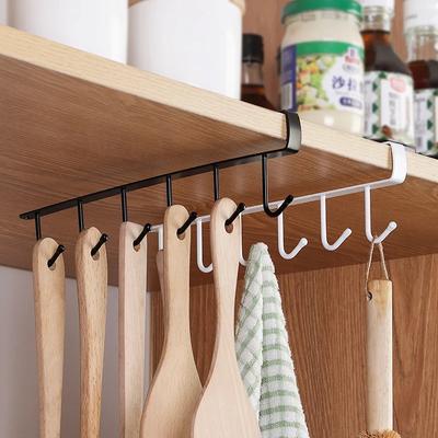 Eisen 6 Haken Lagerung Regal Kleiderschrank Schrank Metall Unter Regale Becher Tasse Aufhänger Badezimmer Küche Organizer Hängen Rack Halter