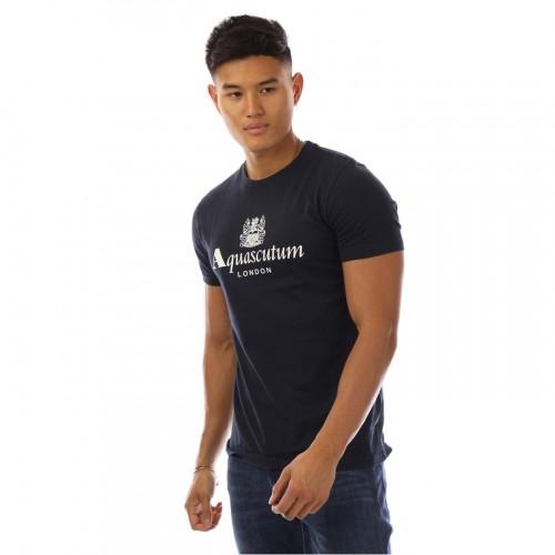 Aquascutum Mens Logo Crew Neck Regular T-Shirt