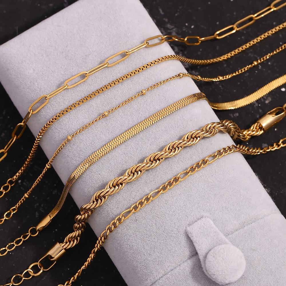 MamacitaSlay Classic paper clip chain blade chain Figaro chain twist chain stainless steel bracelets for women Jewelry