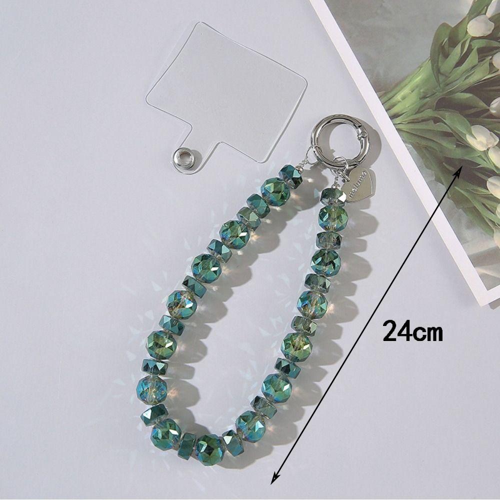 Detachable Crystal Bead Pendant Transparent Phone Lanyard Crystal Bead Keychain for Women Girls